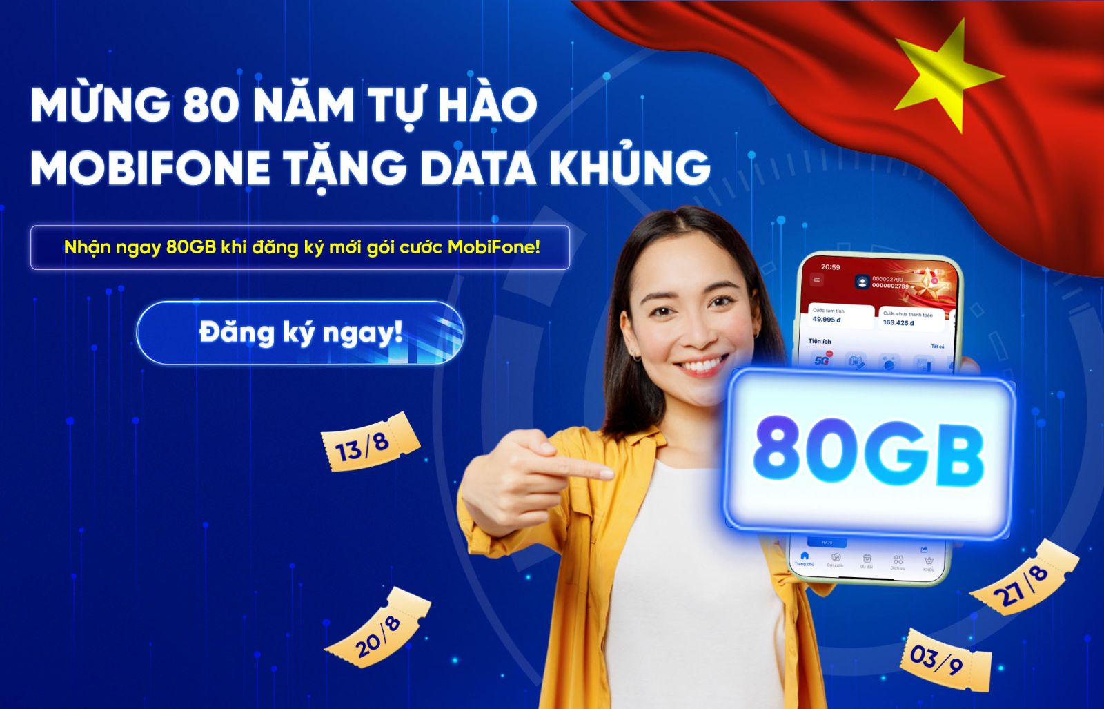 Ảnh bài viêt Tưng bừng đại lễ - Nhận quà cực mê: Tặng ngay 80GB khi đăng ký mới gói cước MobiFone